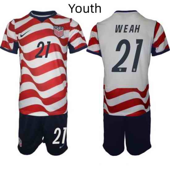 USA FIFA World Cup 2026 Soccer Red Home Jersey Timothy Weah #21